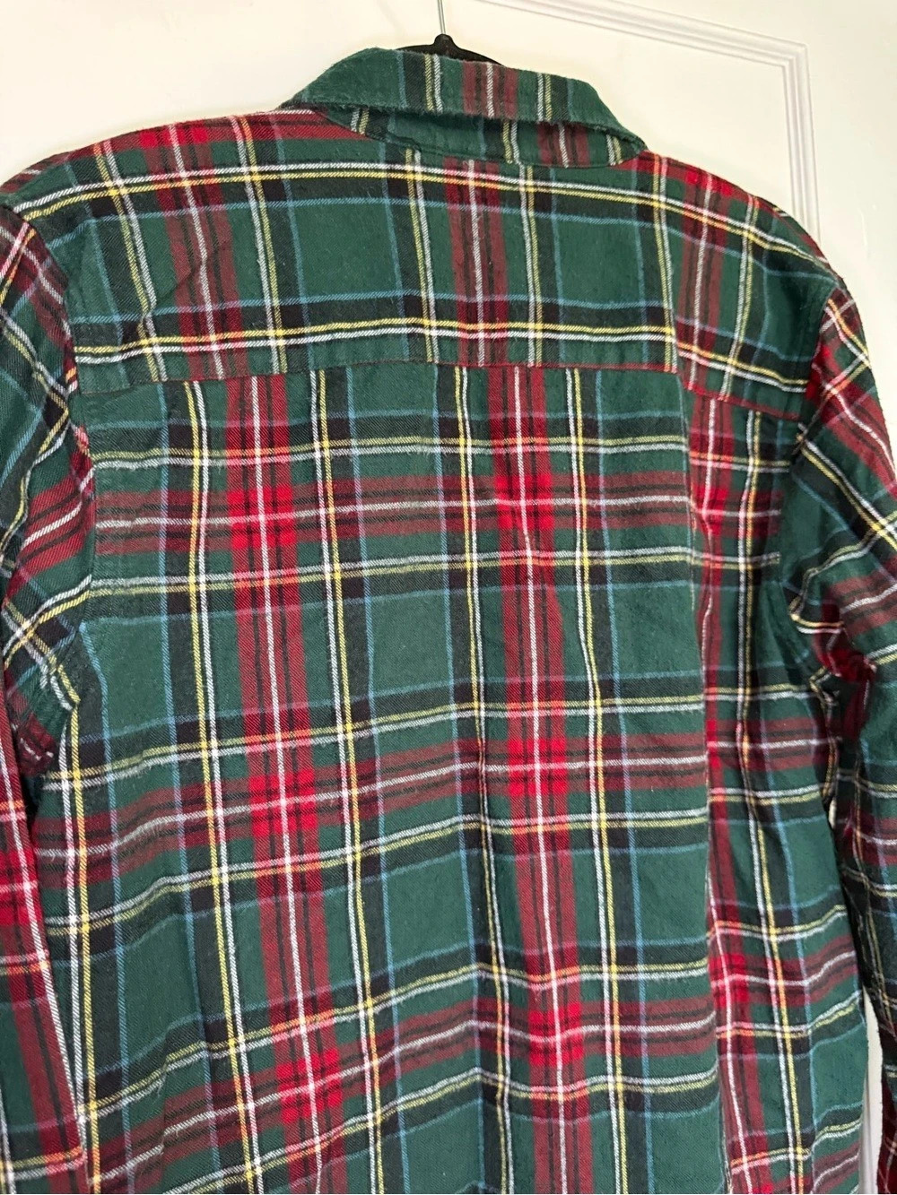 L.L.Bean Men's Scotch Plaid Cotton Flannel Shirt Tartan Green & Red Size Medium - Picture 14 of 15